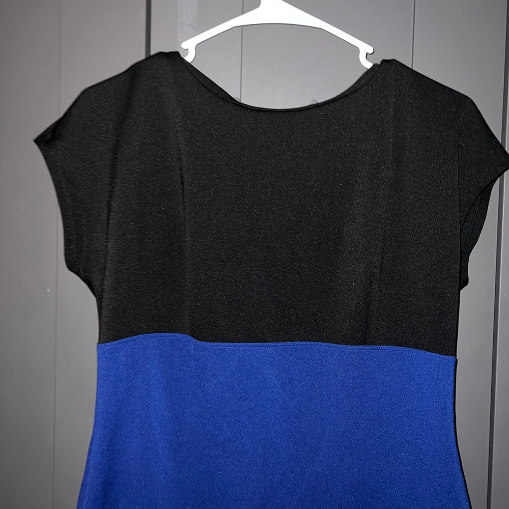 Carole Little Boack White and Blue Midi Dress